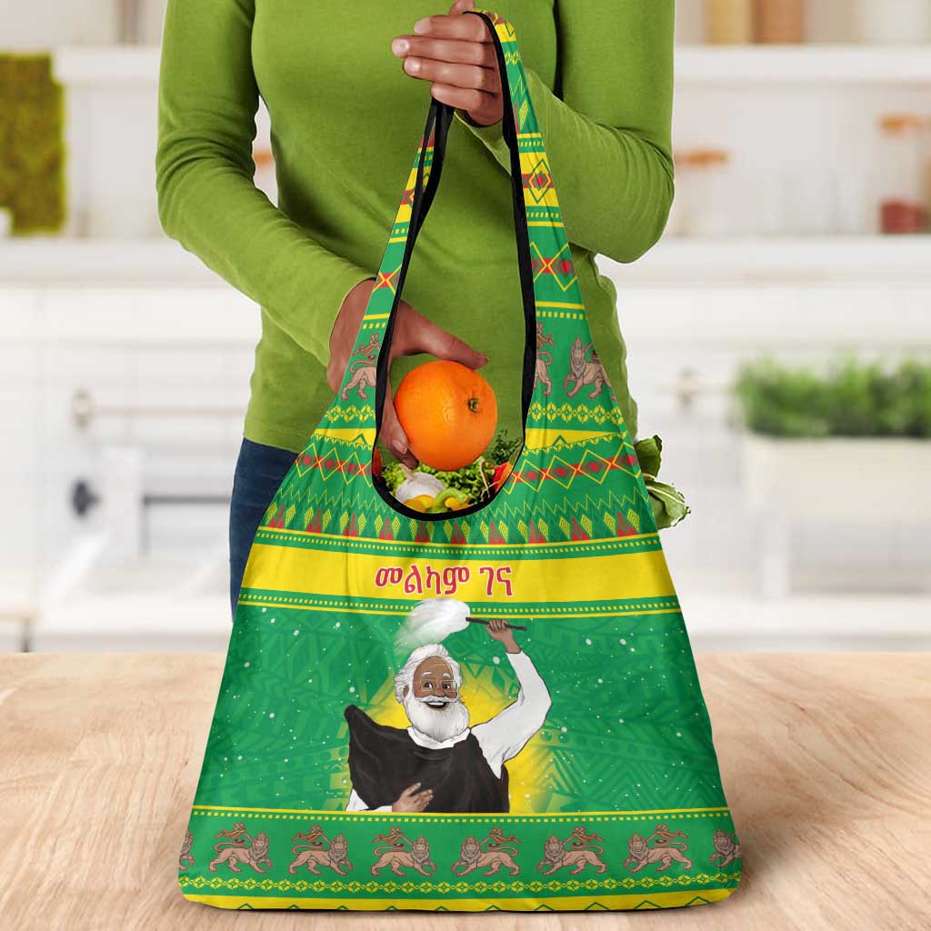 Afro Ethiopia Christmas Grocery Bag Melkam Gena Yegena Abat