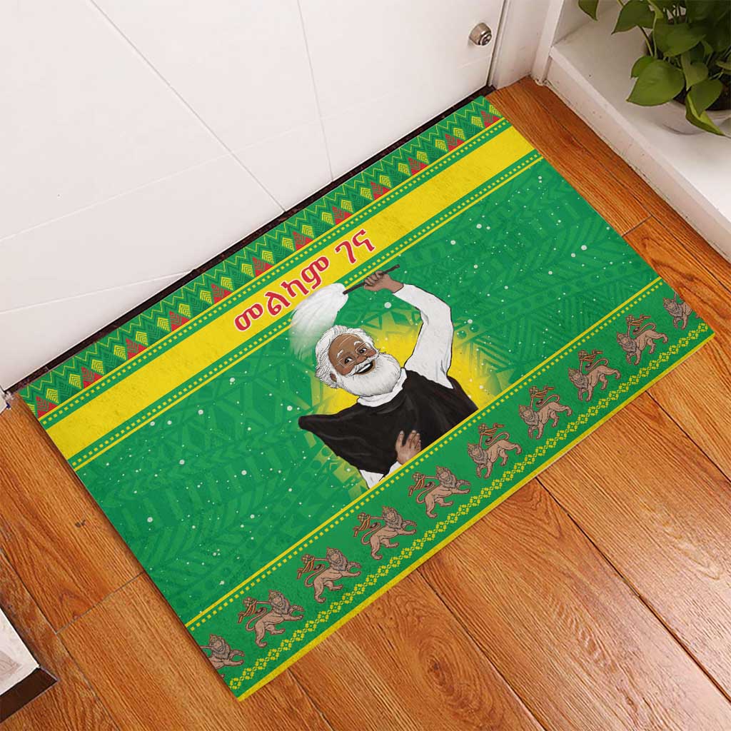 Afro Ethiopia Christmas Rubber Doormat Melkam Gena Yegena Abat