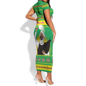 Afro Ethiopia Christmas Short Sleeve Bodycon Dress Melkam Gena Yegena Abat LT05