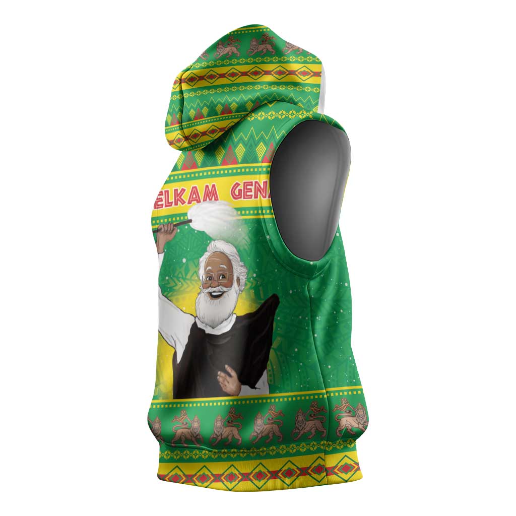 Afro Ethiopia Christmas Sleeveless Hoodie Melkam Gena Yegena Abat - African Pride