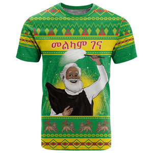 Afro Ethiopia Christmas T shirt Melkam Gena Yegena Abat
