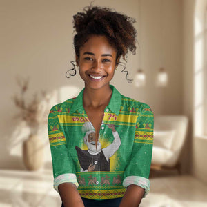 Afro Ethiopia Christmas Women Casual Shirt Melkam Gena Yegena Abat LT05