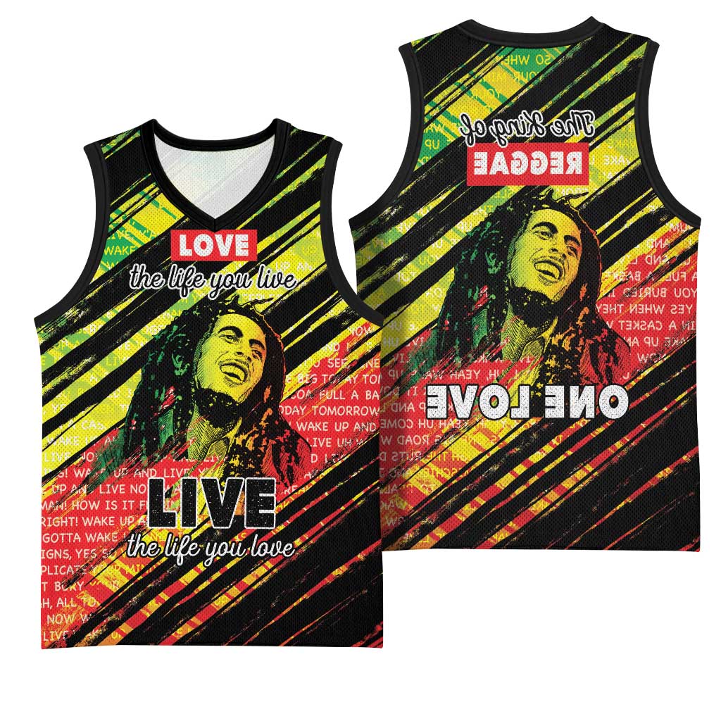Reggae Legend Basketball Jersey Love The Life You Live Live The Life You Love - African Pride