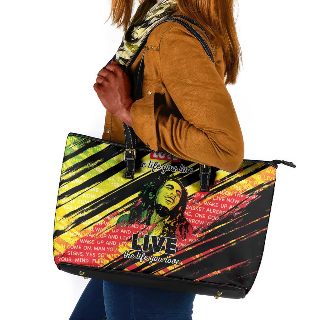 Reggae Legend Leather Tote Bag Love The Life You Live Live The Life You Love