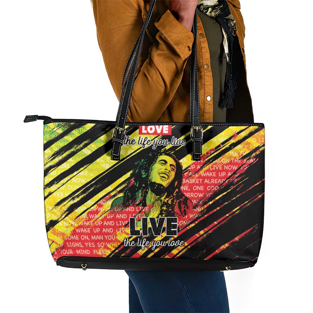 Reggae Legend Leather Tote Bag Love The Life You Live Live The Life You Love