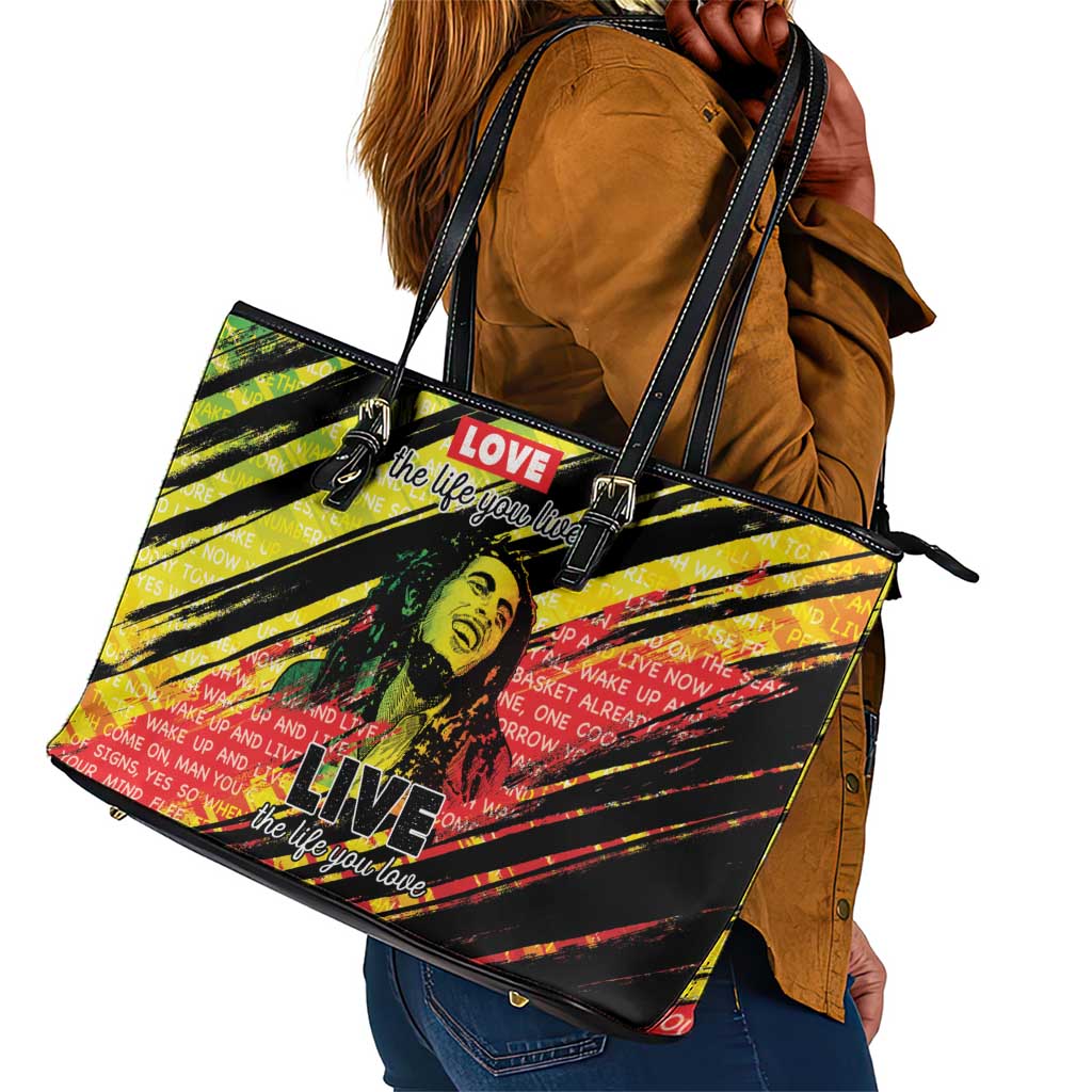 Reggae Legend Leather Tote Bag Love The Life You Live Live The Life You Love