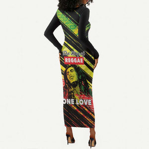 Reggae Legend Long Sleeve Bodycon Dress Love The Life You Live Live The Life You Love LT05