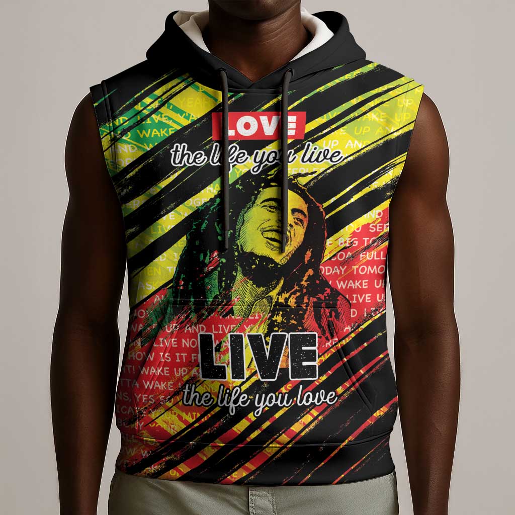 Reggae Legend Sleeveless Hoodie Love The Life You Live Live The Life You Love - African Pride