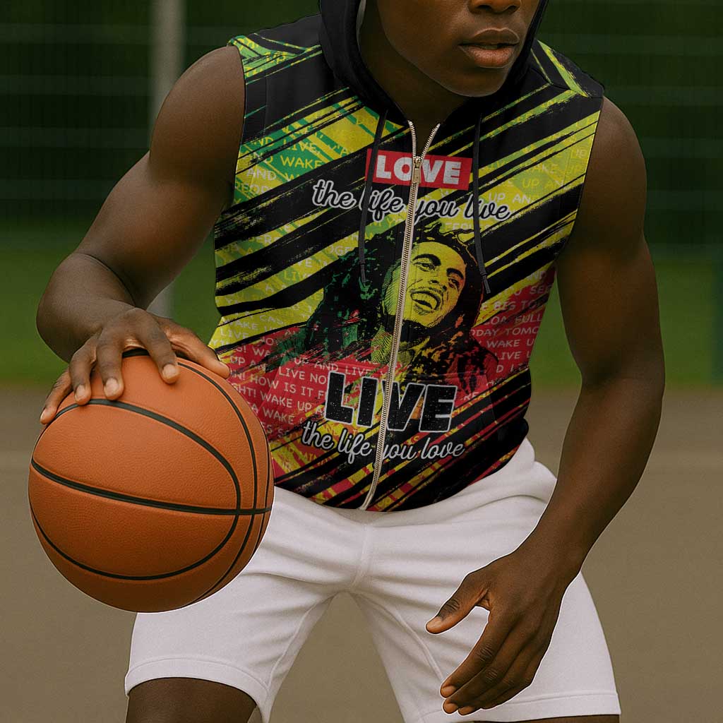 Reggae Legend Sleeveless Zip Hoodie Love The Life You Live Live The Life You Love - African Pride