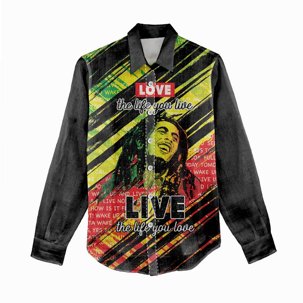 Reggae Legend Women Casual Shirt Love The Life You Live Live The Life You Love LT05