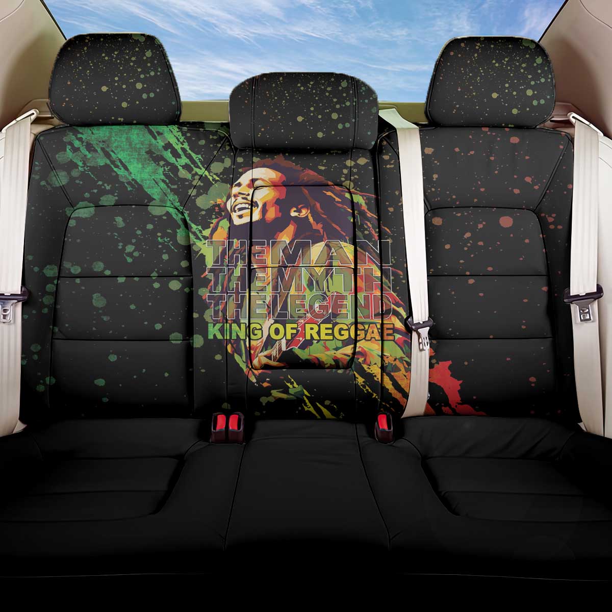 Afro Legend Bob Back Car Seat Cover One Love Heart Destiny