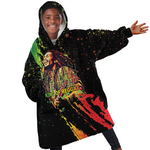 Afro Legend Bob Kid Wearable Blanket Hoodie One Love Heart Destiny