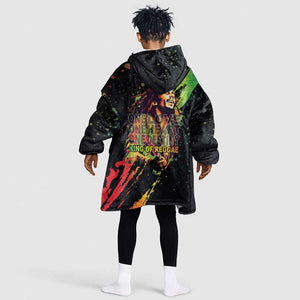 Afro Legend Bob Kid Wearable Blanket Hoodie One Love Heart Destiny
