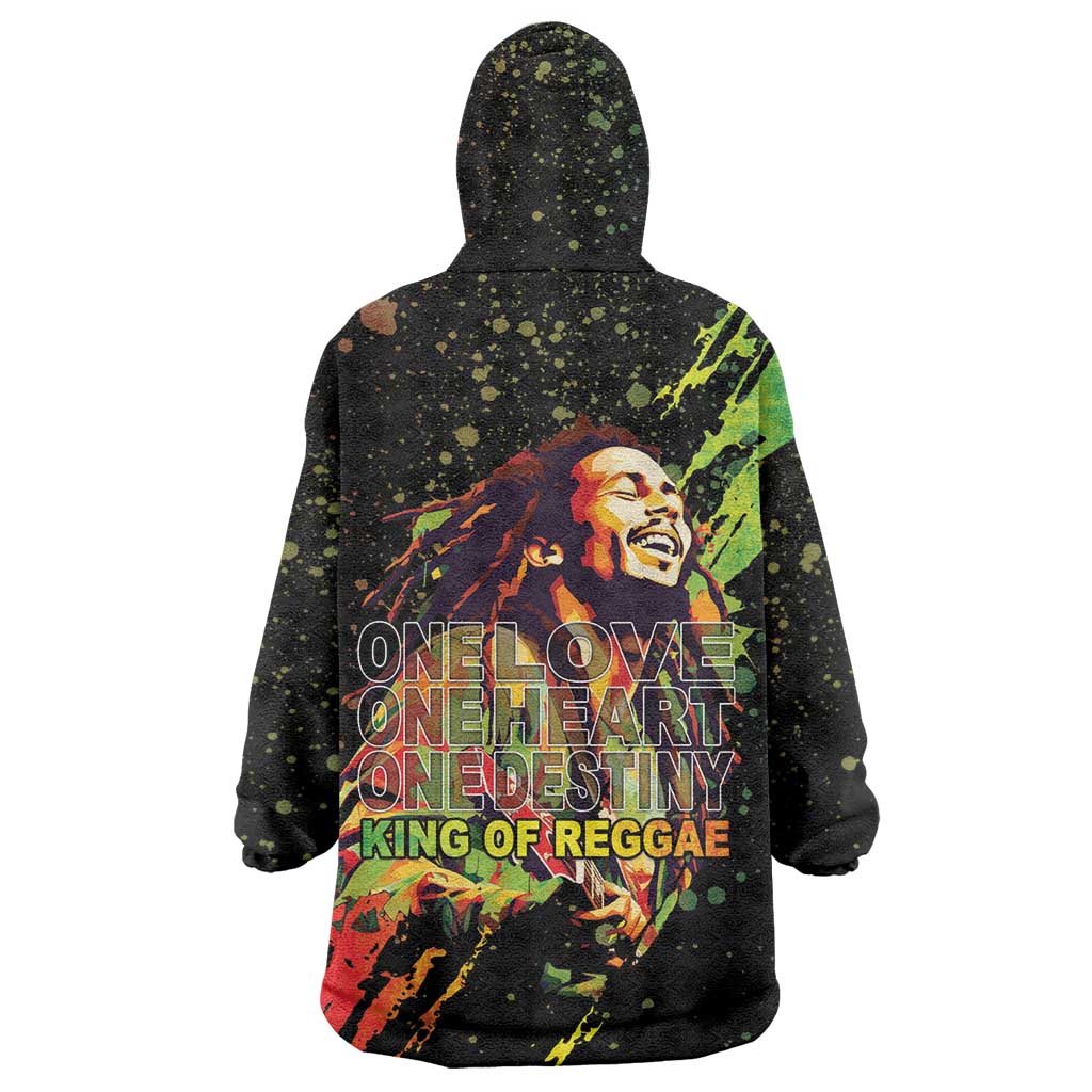 Afro Legend Bob Kid Wearable Blanket Hoodie One Love Heart Destiny