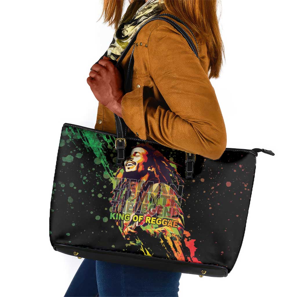 Afro Legend Bob Leather Tote Bag One Love Heart Destiny