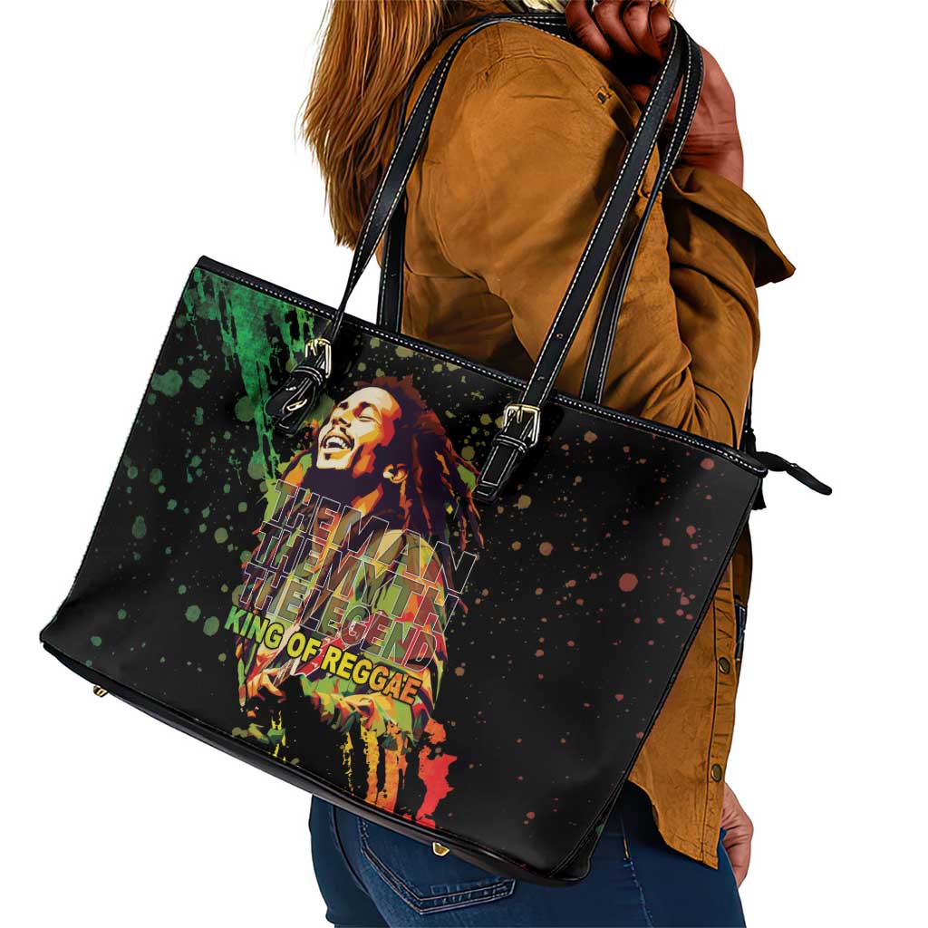 Afro Legend Bob Leather Tote Bag One Love Heart Destiny