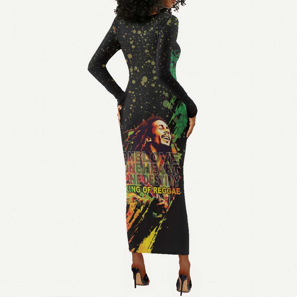 Afro Legend Bob Long Sleeve Bodycon Dress One Love Heart Destiny LT05