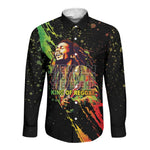 Afro Legend Bob Long Sleeve Button Shirt One Love Heart Destiny