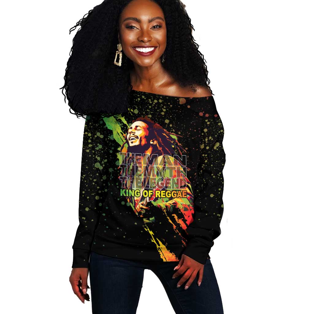 Afro Legend Bob Off Shoulder Sweater One Love Heart Destiny