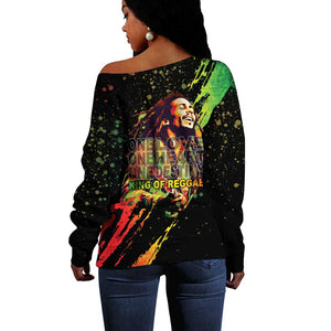 Afro Legend Bob Off Shoulder Sweater One Love Heart Destiny