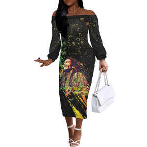 Afro Legend Bob Off The Shoulder Long Sleeve Dress One Love Heart Destiny