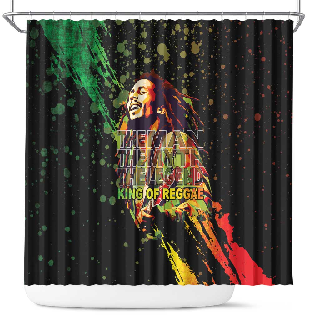 Afro Legend Bob Shower Curtain One Love Heart Destiny