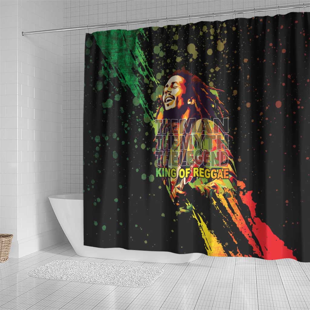 Afro Legend Bob Shower Curtain One Love Heart Destiny