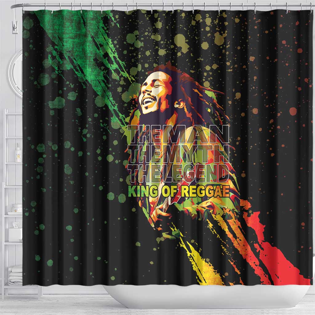 Afro Legend Bob Shower Curtain One Love Heart Destiny