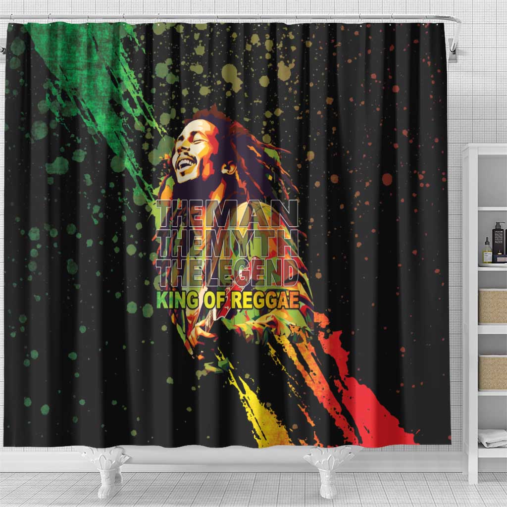 Afro Legend Bob Shower Curtain One Love Heart Destiny