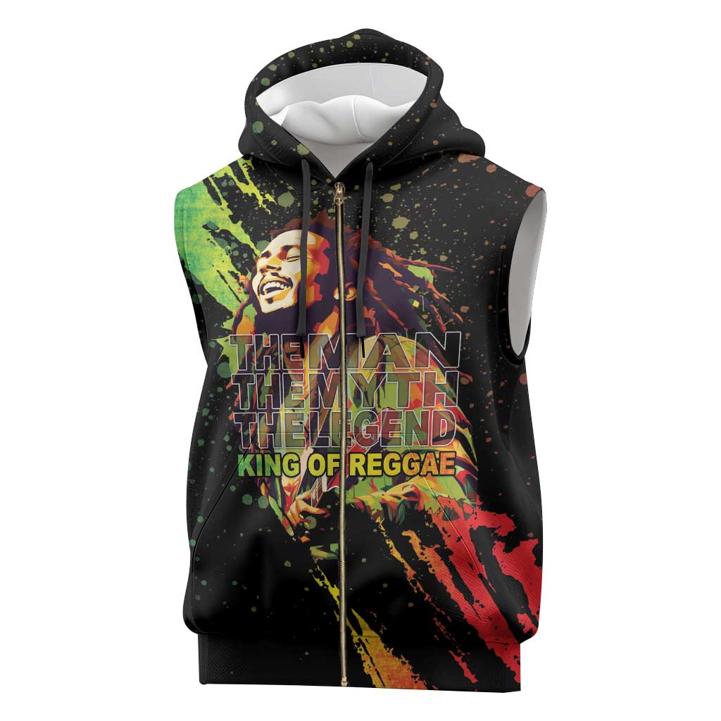 Afro Legend Bob Sleeveless Zip Hoodie One Love Heart Destiny - African Pride
