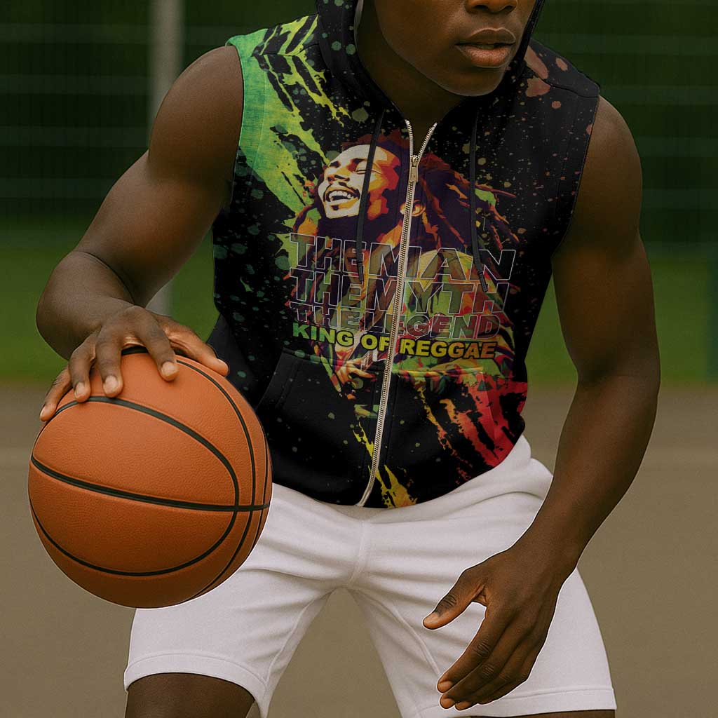 Afro Legend Bob Sleeveless Zip Hoodie One Love Heart Destiny - African Pride