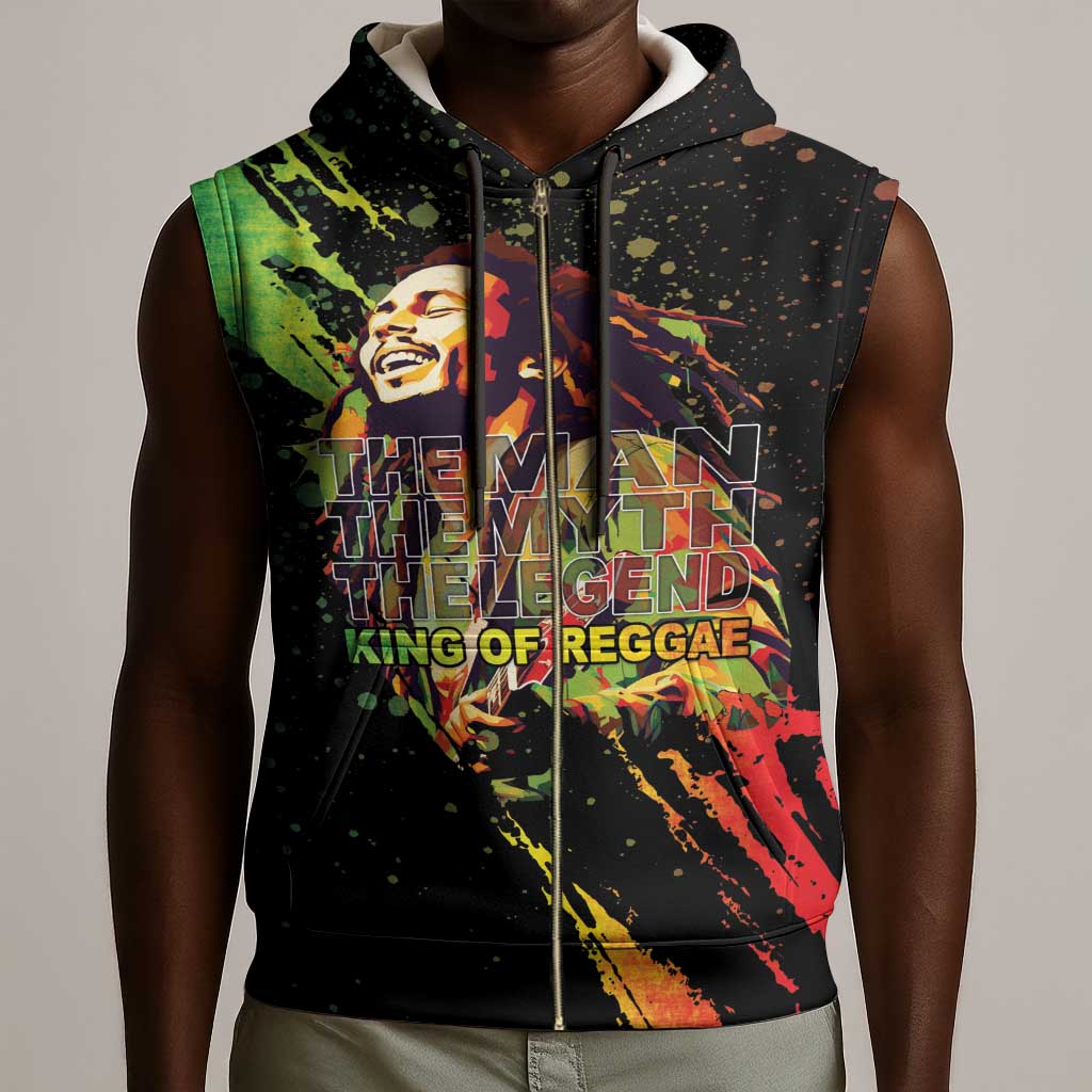 Afro Legend Bob Sleeveless Zip Hoodie One Love Heart Destiny - African Pride