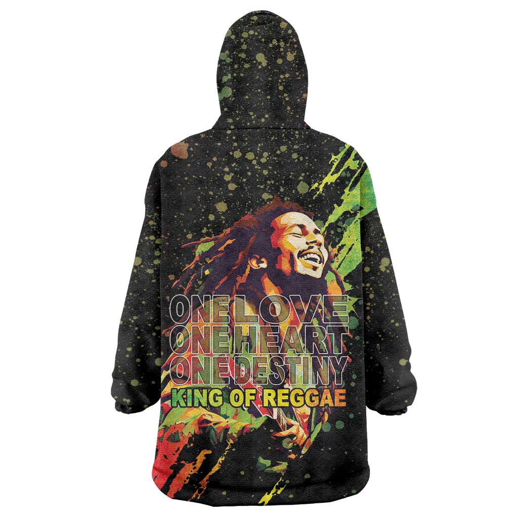 Afro Legend Bob Wearable Blanket Hoodie One Love Heart Destiny
