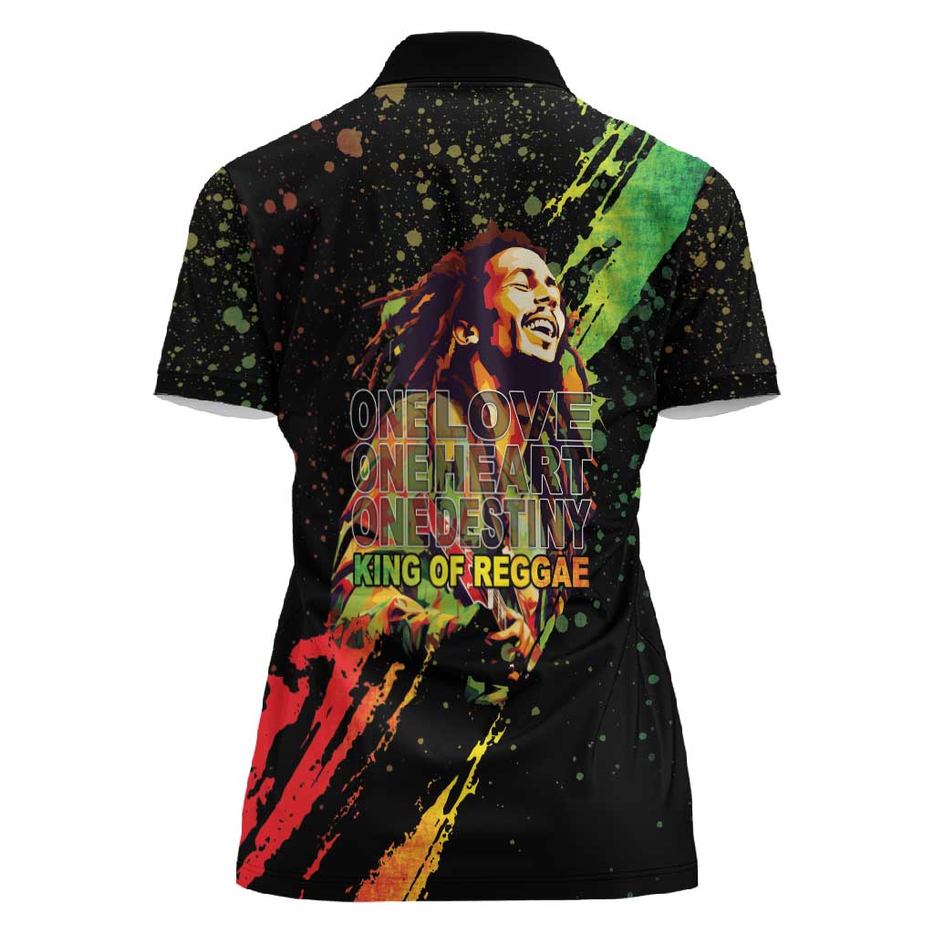 Afro Legend Bob Women Polo Shirt One Love Heart Destiny