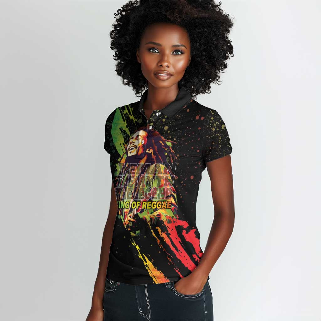 Afro Legend Bob Women Polo Shirt One Love Heart Destiny