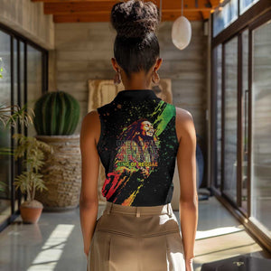 Afro Legend Bob Women Sleeveless Polo Shirt One Love Heart Destiny