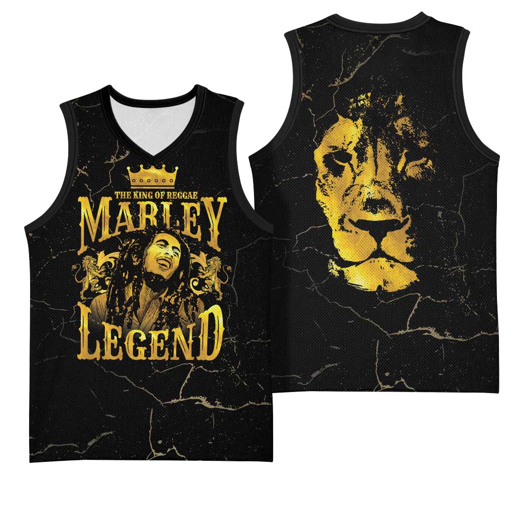 Reggae King Marley Basketball Jersey Gold Lion - African Pride