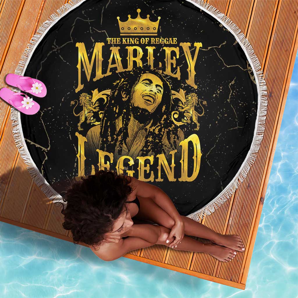 Reggae King Marley Beach Blanket Gold Lion