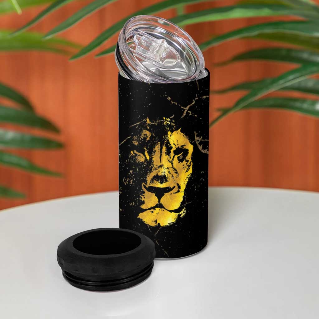 Reggae King Marley 4 in 1 Can Cooler Tumbler Gold Lion