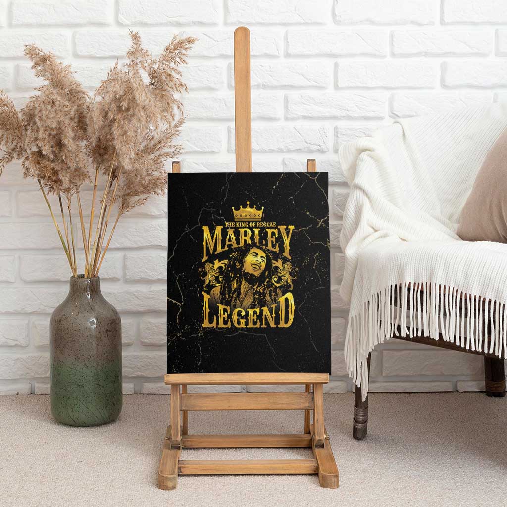 Reggae King Marley Canvas Wall Art Gold Lion