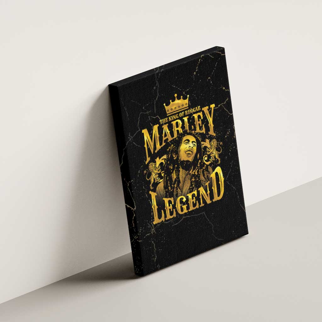 Reggae King Marley Canvas Wall Art Gold Lion
