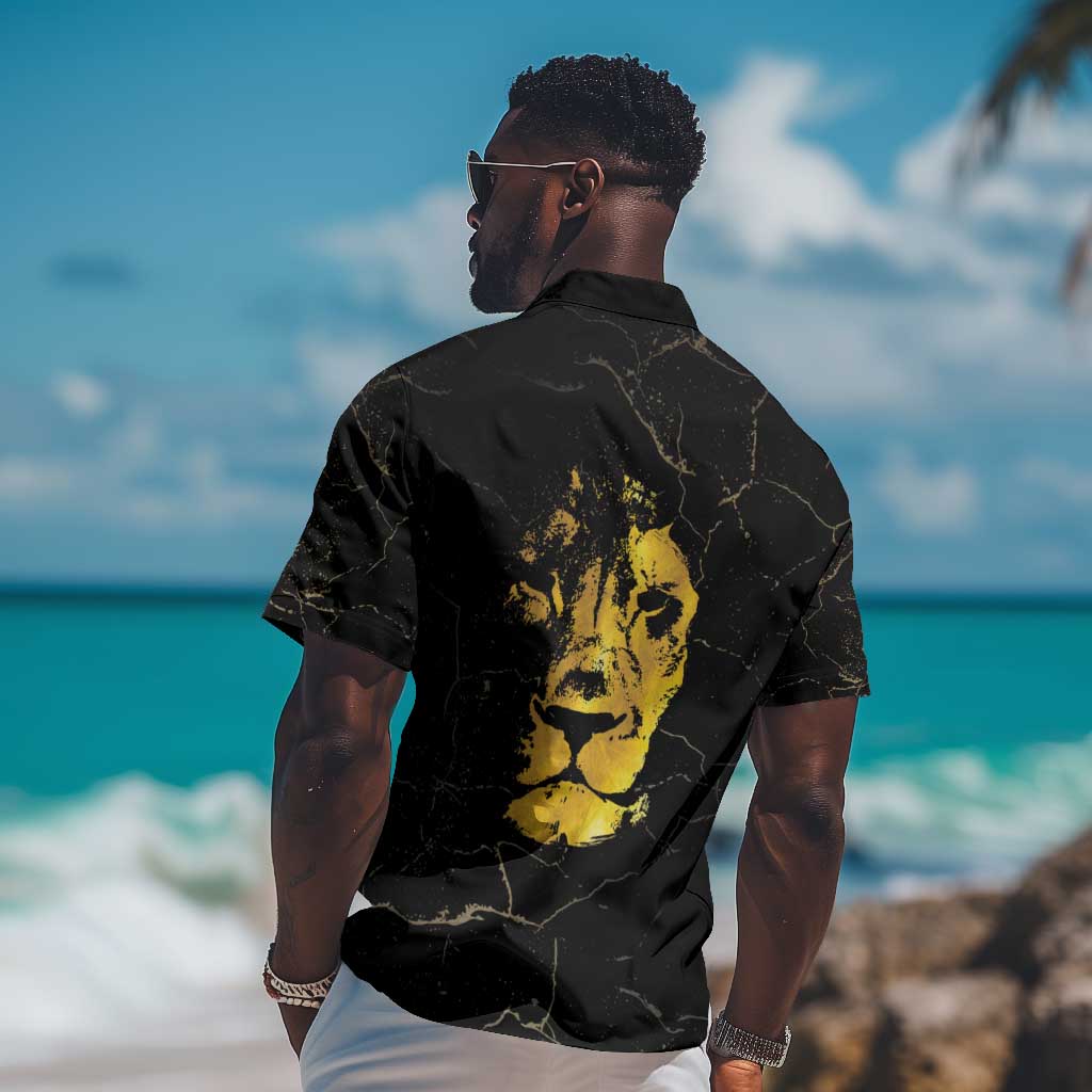 Reggae King Marley Hawaiian Shirt Gold Lion