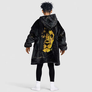 Reggae King Marley Kid Wearable Blanket Hoodie Gold Lion