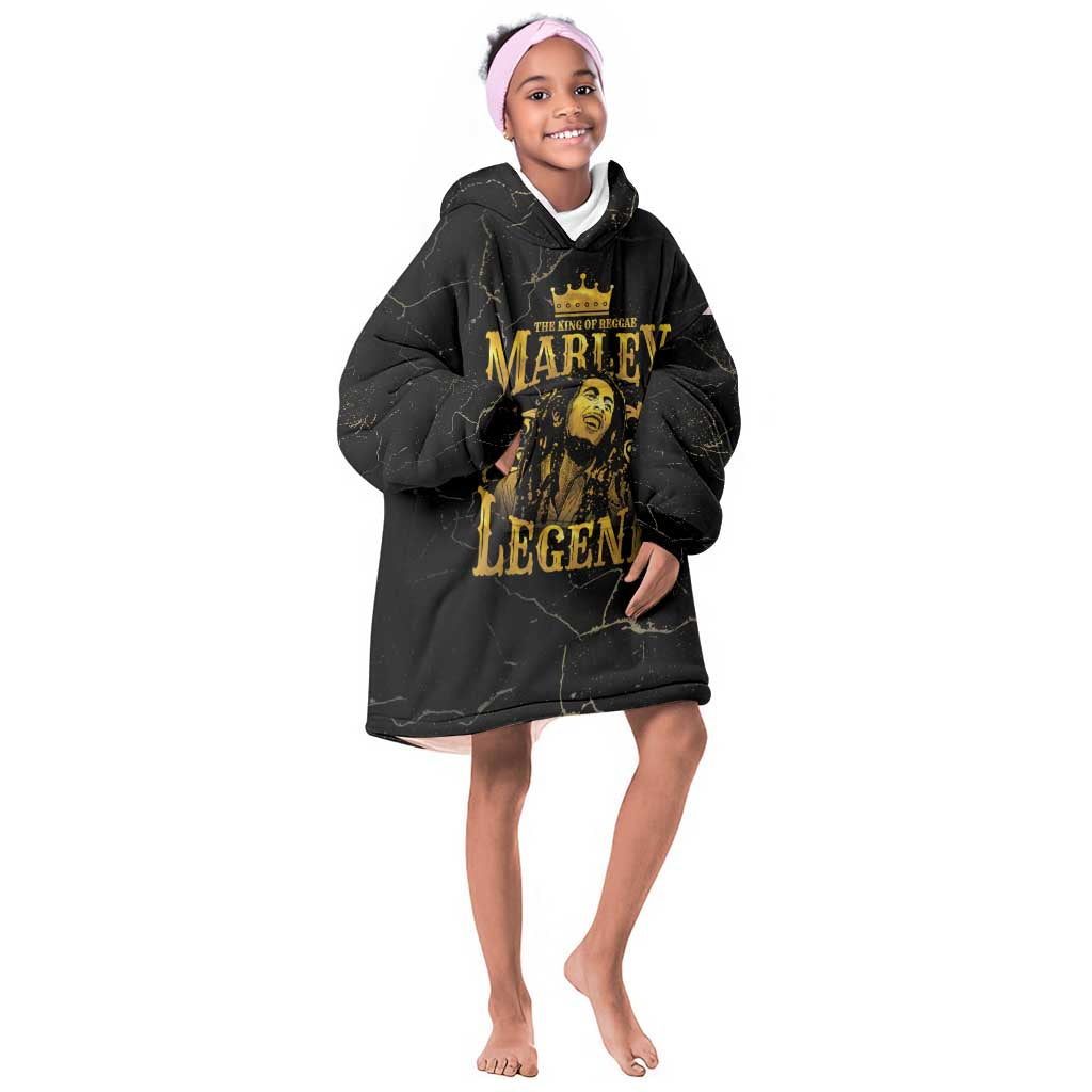 Reggae King Marley Kid Wearable Blanket Hoodie Gold Lion
