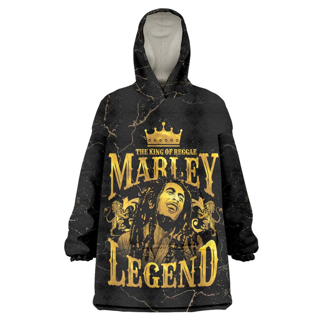 Reggae King Marley Kid Wearable Blanket Hoodie Gold Lion