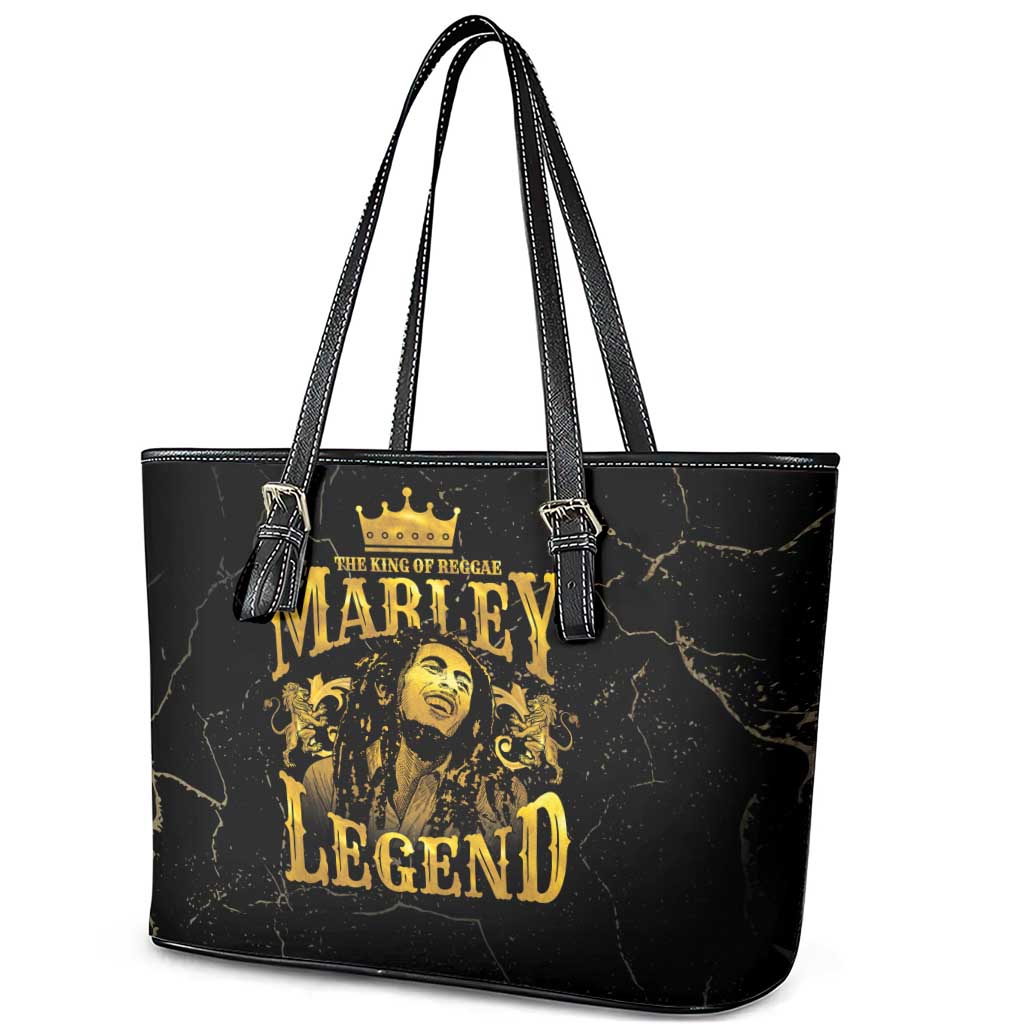 Reggae King Marley Leather Tote Bag Gold Lion
