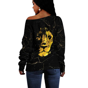 Reggae King Marley Off Shoulder Sweater Gold Lion
