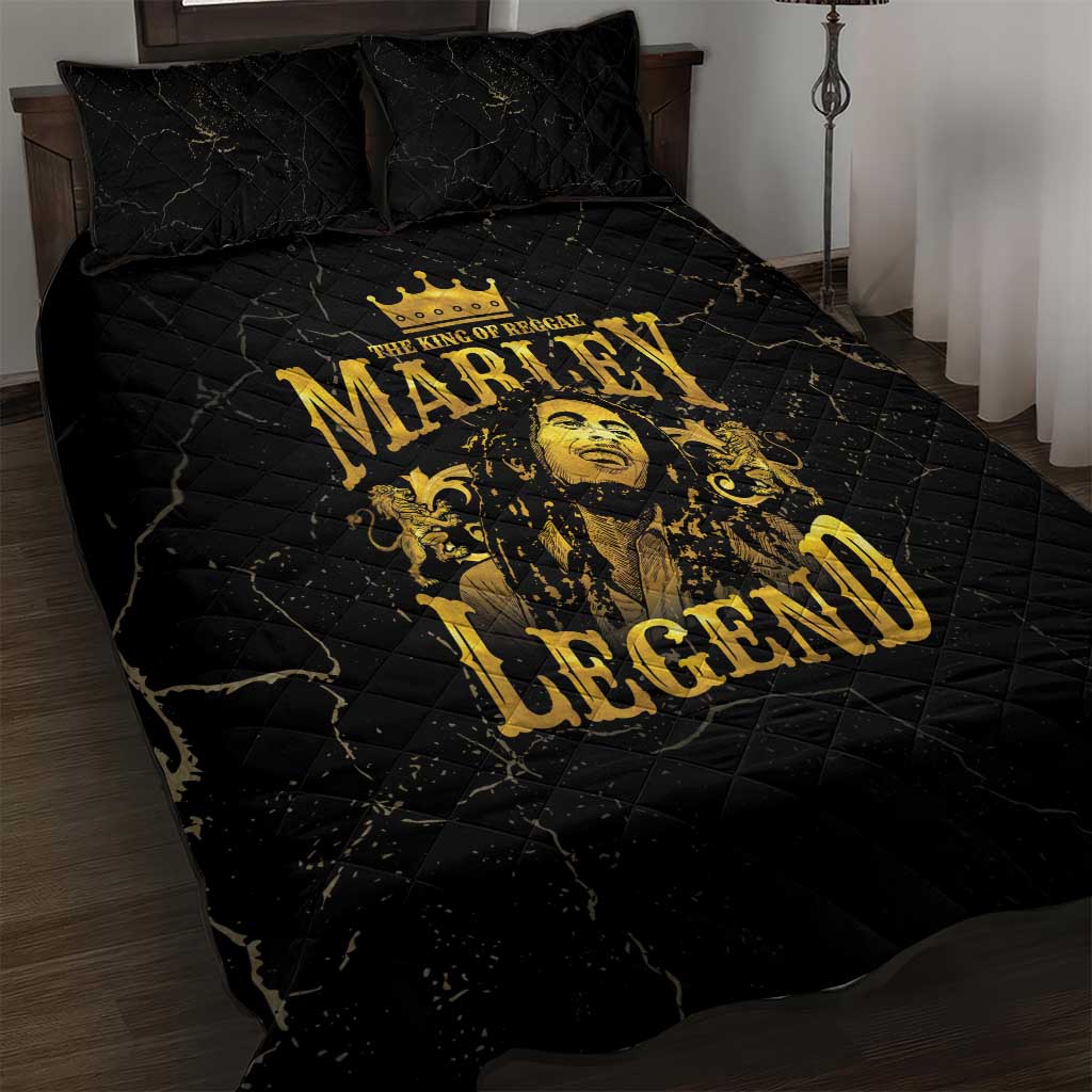Reggae King Marley Quilt Bed Set Gold Lion