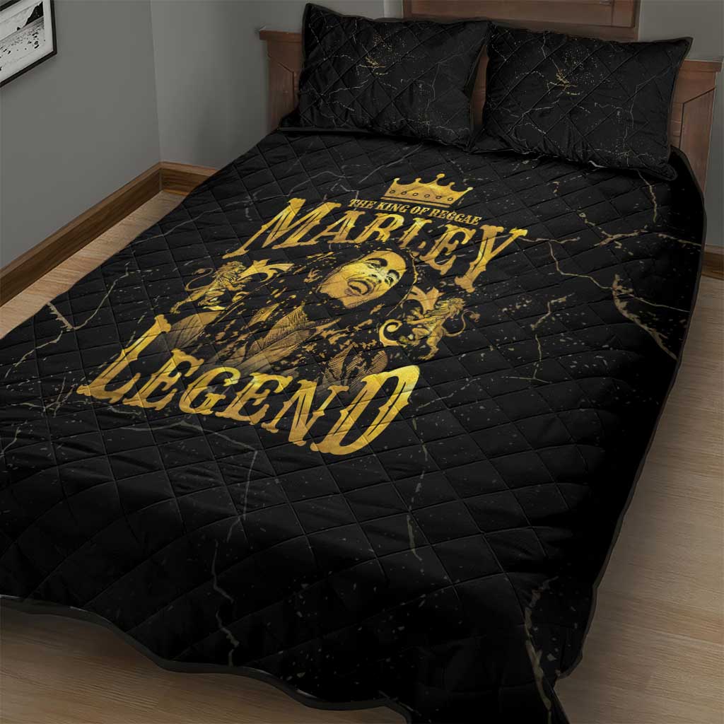 Reggae King Marley Quilt Bed Set Gold Lion