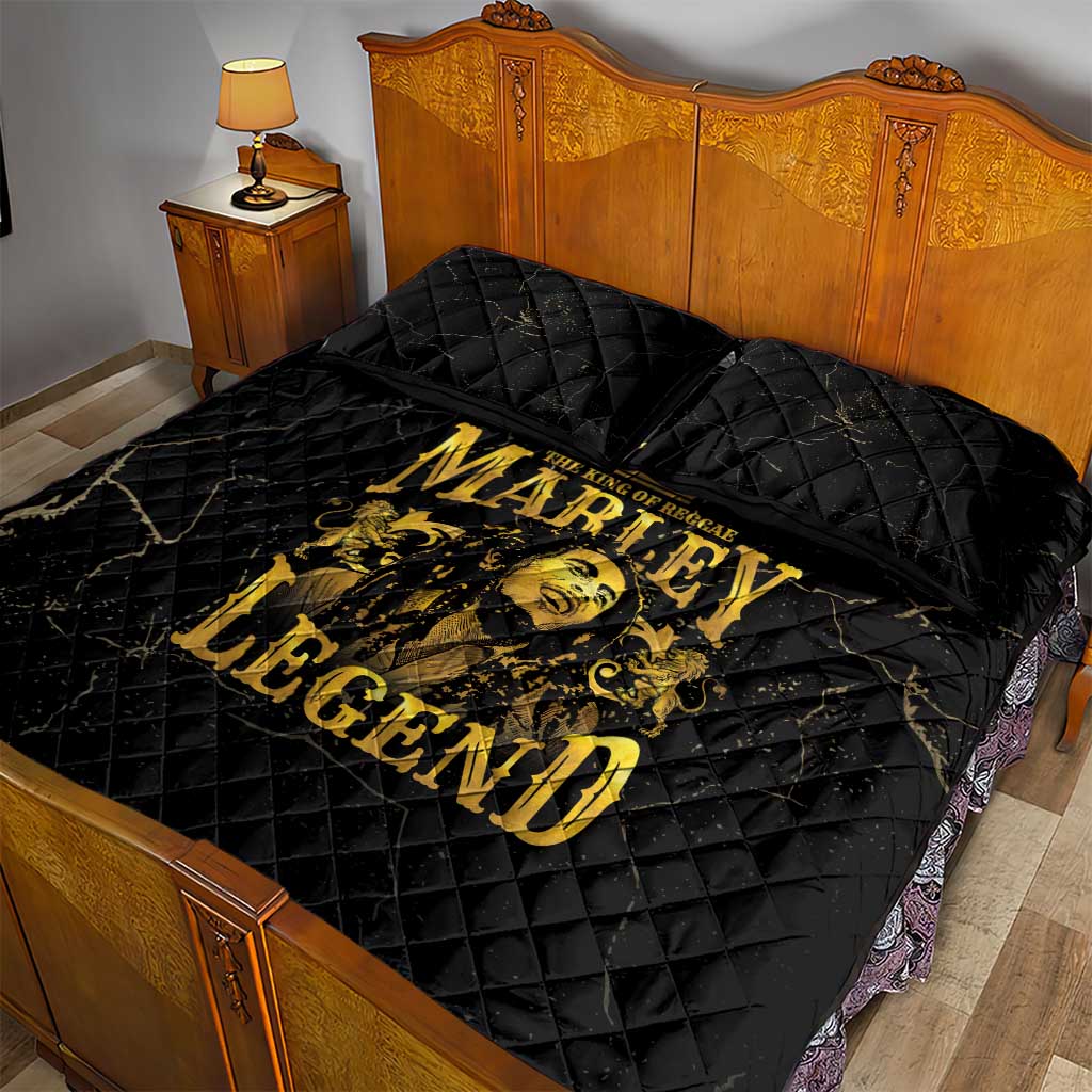 Reggae King Marley Quilt Bed Set Gold Lion